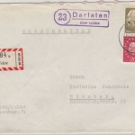 BRD - (23) Darlaten ü. Uchte, Landpost-Ra2 a. Einschreibebrief n. Nürnberg 1960