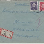 BRD - Aurich-Oldendorf ü. Aurich, Poststelle I Einschreibebrief n. Hannover 1961