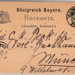 Bayern - Oldenburg 1895, Fremdentwertung a. 5 Pfg. GA-Karte/A-Teil n. München