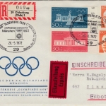 BRD - 40 Pfg. Heinemann Privat-GA-Umschlag+Zusatz Eil-R-Brief SST Oldenburg 1972