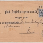 DR - 20+10 Pfg. Krone/Adler, Post-Zustellurkunde Emden - Aurich 1891