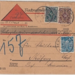 DR-Infla - 50 M. Posthorn u.a., Nachnahmekarte Kronach . Neufang 1923