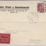 Österreich - 12+30 Gr. Trachten, Eilkarte Stockerau - Hollabrunn 1937