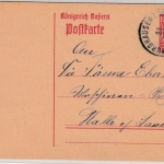 Bayern - 10 Pfg. GA-Karte Hupp, Burghausen - Halle 1919, Durchlaufzensur "K"