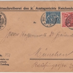Bayern - 2x15+20 Pfg. Staatswappen, Zustellurkunde Bad Reichenhall -München 1919
