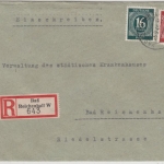 All.Bes./Kontrollrat - 60+16 Pfg. Ziffer, Orts-Einschreibebrief Bad Reichenhall