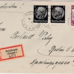 DR - 40 Pfg. Eisenbahn u.a., Einschreibebrief Geislingen (Steige) - Berlin 1935