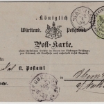 Württemberg - 1 Kr. GA-Karte m. Überdruck/Formularaufbrauch, Würmlingen 1888