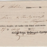 Bayern - Bamberg 1833, Fahrpost-Aufgabeschein (Teilvordruck) n. Bayreuth