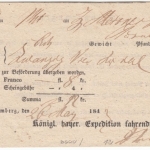 Bayern - Bamberg 1843, Fahrpostaufgabeschein (Teilvordruck) n. Nürnberg