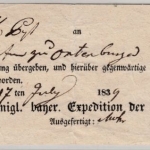 Bayern - Bamberg 1839, Briefpostaufgabeschein (Teilvordruck) n. Tambach