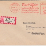 BRD - 70 Pfg. AFS "Maier Isoliermittelfabrik", Einschreibebrief Seeburg 1964 n.