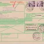 BRD - 3x2 M. Bauwerke, Paketkarte i.d. SCHWEIZ, Reutlingen-Ohmenhausen 1972 n.