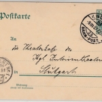 DR - K.Württ.Bahn-Post 35, Z.228, 5 Pfg. GA-Karte v. Balingen - Stuttgart 1907