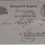 Bayern - Karlsruhe (Baden) 3, K1 a. 5 Pfg. GA-Karte/A-Teil, Fremdverwendung n.