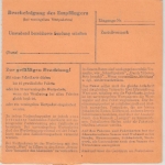 BRD - Monzelfeld ü. Bernkastel-Kues, Poststelle I, Paketkarte n. Koblenz 1956