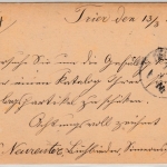 DR/Bayern - Trier 1874, K2 a. 1/2 Gr. Brustschild-GA-Karte n. Regensburg