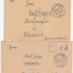 All.Bes. - Isny 27.10./29.12.47, Taxe percue, Ra2 (rot/violett) a. 2 Briefen