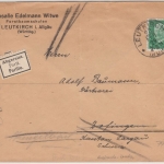 DR - 5 Pfg. Hindenburg, Drucksache i.d. SCHWEIZ, Retouraufkleber, Leutkirch 1929