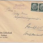 DR - Roßbach ü. Linz (Rhein), Landpost-L2 a. Brief n. Frankfurt 1937