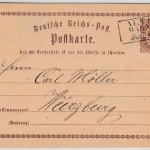 DR/Bayern - Altena Bahnhof 1873, Ra3 a. 1/2 Gr. Brustschild GA-karte n. Würzburg
