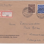All.Bes./Kontrollrat - 75+10 Pfg. Ziffer, Einschreibebrief Landwedel 1948 n.