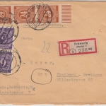 All.Bes./Kontrollrat - 3x24+2x6 Pfg. Ziffer, Einschreibebrief Schwerin 1946 n.