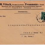 DR-Infla - 4 M. Posthorn, Firmnedrucksache Frommern - Sand 1922