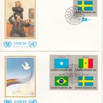 UNO New York - Flaggen 1983, 422/37, einzeln + 4er-Blöcke, 20 Schmuck-FDC