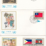 UNO New York - Flaggen 1982, 397/412, einzeln + 4er-Blöcke, 20 Schmuck-FDC