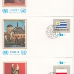 UNO New York - Flaggen 1984, 448/63, einzeln + 4er-Blöcke, 20 Schmuck-FDC