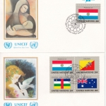 UNO New York - Flaggen 1984, 448/63, einzeln + 4er-Blöcke, 20 Schmuck-FDC