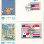 UNO New York - Flaggen 1981, 373/88, einzeln + 4er-Blöcke, 20 Schmuck-FDC