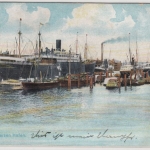 Hamburg - Petersen-Hafen, Farb-AK n. Kronach 1907 (Abs. SS Dortmund HAL)