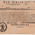 Thurn & Taxis - Hanau, L1 a. Postschein f. Fahrpostsendung n. Karlsruhe 1860