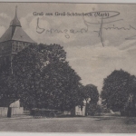 Brandenburg - Groß-Schönebeck (Mark), Kirche + Gasthof, sw-AK, gelaufen 1924