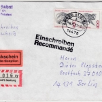 BRD - 2x4 M. Frauen, Einschreibebrief/Rückschein Seeburg - Berlin 1993