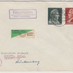 DDR - Neuheim ü. Jütergog, Landpost-Ra2 a. Brief n. Schwäb. Gmünd 1956