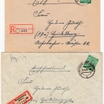 All.Bes./Kontrollrat - Brandenburg/Havel, 2 versch. R-Zettel/2 R-Briefe 1946/47