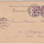 DR - Chemnitz 1885, Klaucke-Stpl. a. GA-Karte+Zusatz i.d. SCHWEIZ (Langnau)
