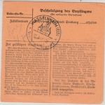 DR - Siegmar-Schönau 2 Bezahlt, 1942, Paketkarte/Selbstbucher n. Wasselnheim