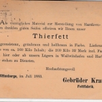 DR - Wittenberge 2, 1883, Ra3 a. Drucksachenkarte ("Thierfett") n. Emden