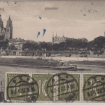 DR-Infla - 2 M. Posthorn u.a., Karte n. USA, Magdeburg - Cleveland 1922
