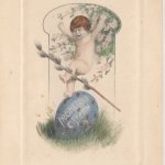 Ostern - "Fröhliche Ostern", Druck handkoloriert, ca. 1880/1900