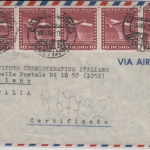 Chile - 5x10 P. Flupo-Ausg., Luftpost-Einschreibebrief n. ITALIEN, Santiago 1954