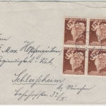 DR - 3 Pfg. Modestadt Wien, 4er-Block Brief Nürnberg - Schleissheim 1942