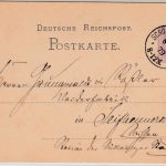 DR - Schönebeck-Bahnh. 1879, kl. K1 a. 5 Pfg. GA-Karte n. Seifhennersdorf