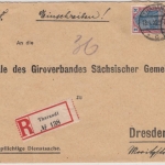 DR - 2x2 M. Germania, Einschreibebrief Tharandt - Dresden 1922, ohne Inhalt