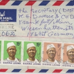 Sierra Leone - 3x15+2x5 C. Präsident, Lupo-Einschreibebrief Makene - Frankfurt