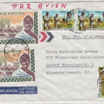 Obervolta - 2x5 Fr. Haartracht u.a., Lupo-Brief Ougadougou - Frankfurt a.M. 1975